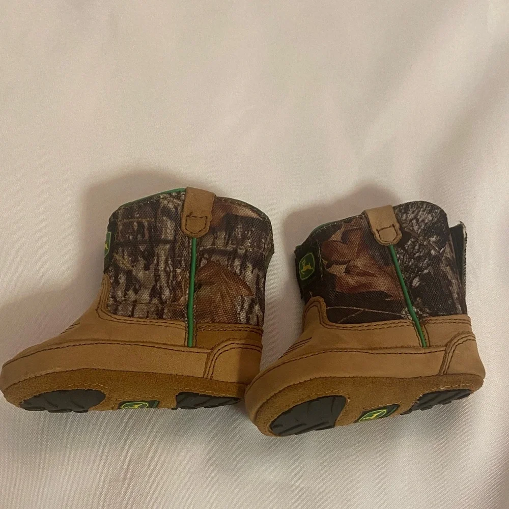 John Deere Baby Tan and Green Boots
